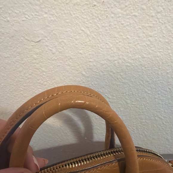 Kate Landry Tan Croc Embossed Mini Satchel Crossbody Bag - Picture 3 of 6